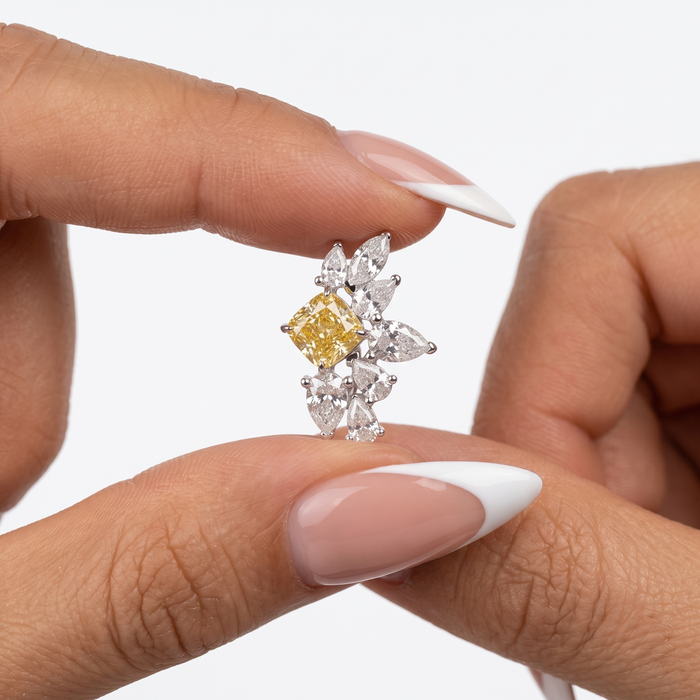 Cushion Cut Diamond Marquise Earrings in 14K Gold