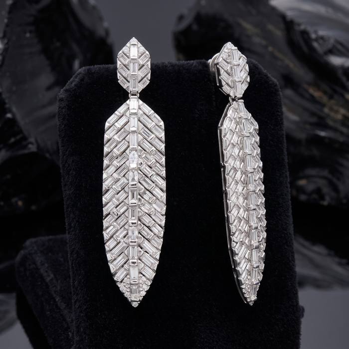 Cherished Charm Leaf Dusters Drop Earrings in 14K White Gold