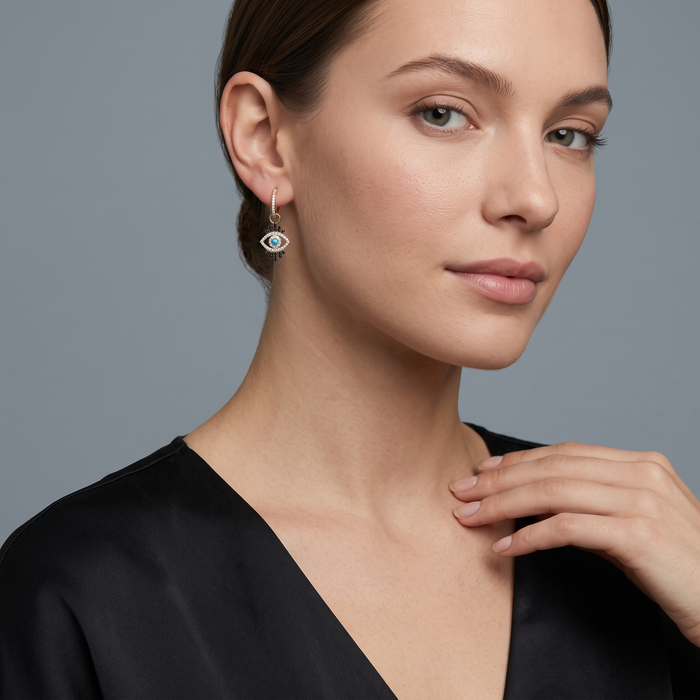 Eye Dazzle Diamond Danglers Drop Earrings in 14K Yellow Gold