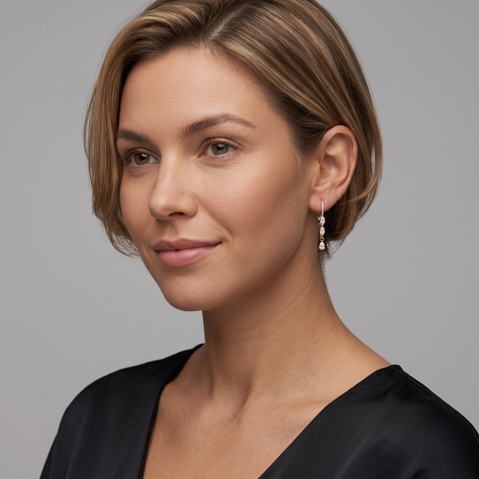 Trio Cut Marquise Pear Diamond Drop Earrings in 14K Gold