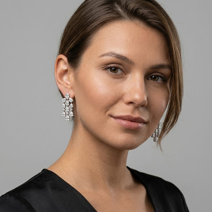 Illumine Chandelier White Diamond Earrings