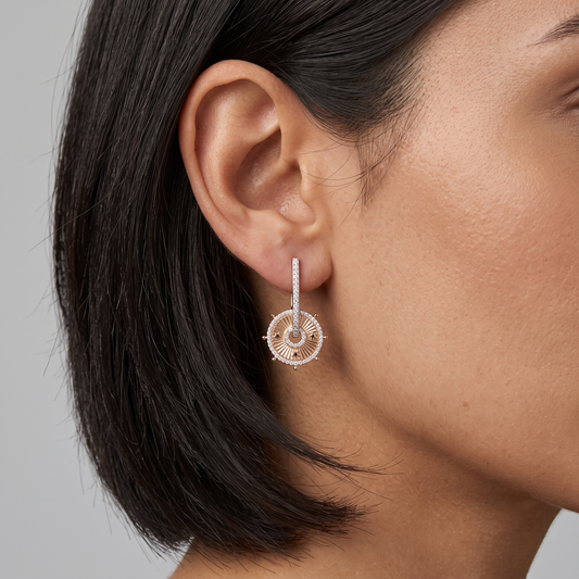 142 Diamond 14K (or 18k upon request) Yellow Gold Aura Stream Drop Earrings