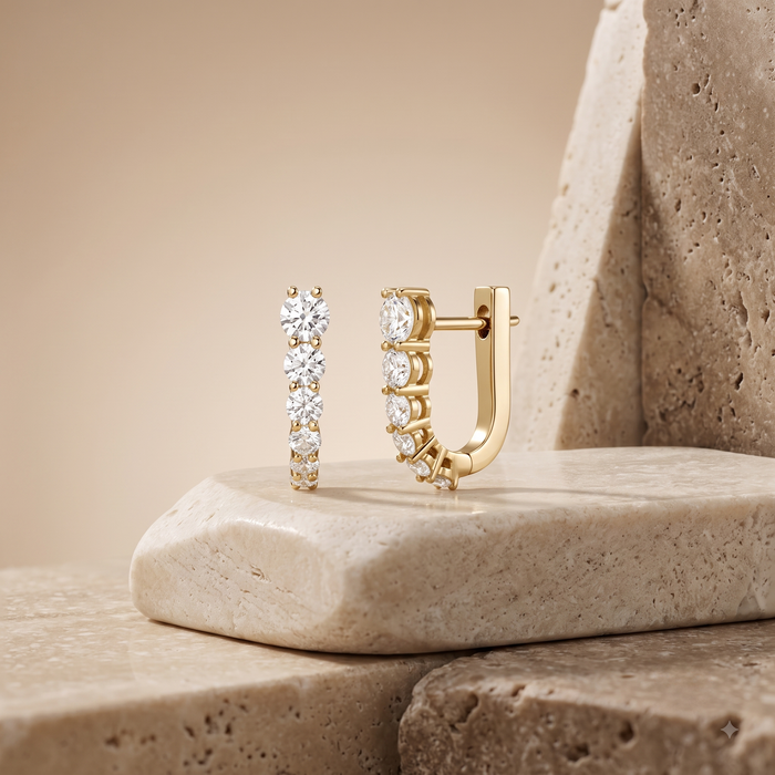 Round Diamond Mini Hoop Earrings in 14K Yellow Gold