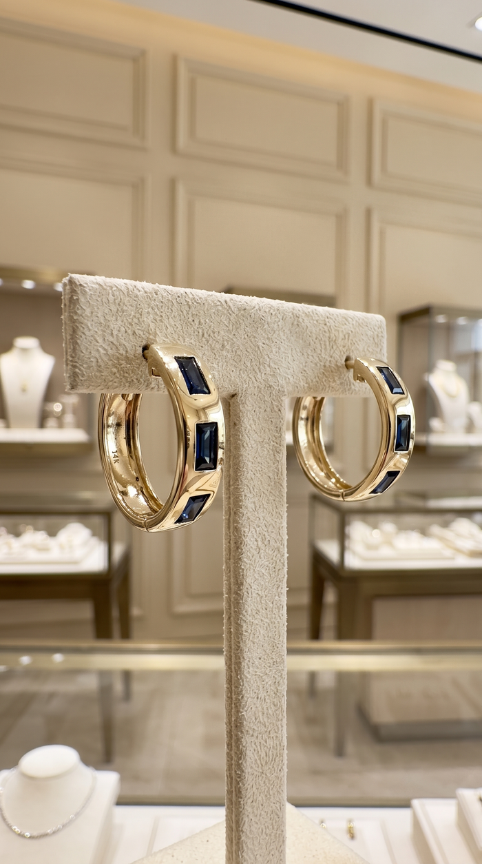 Eternal Gemstone Huggies Earrings in 14K Yellow Gold