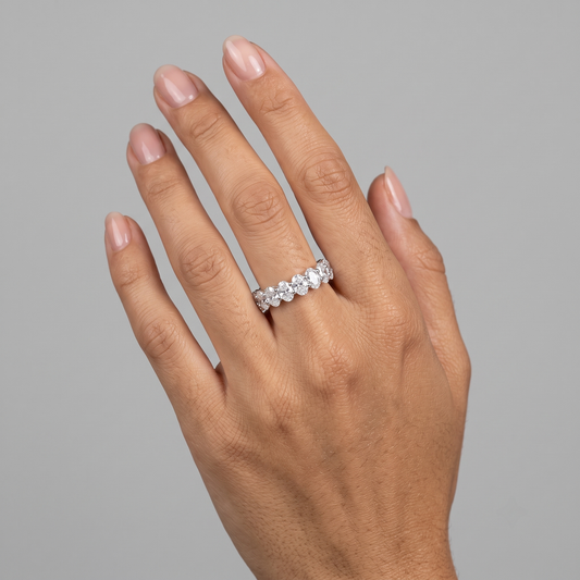 Oval Shape Diamond Eternity Ring in 18K Gold