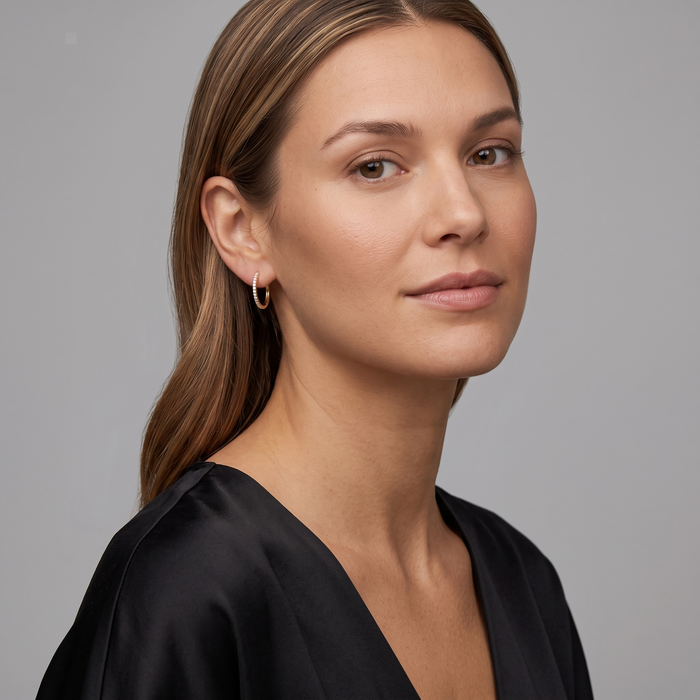 Slim Diamond Hoop Earrings in 14K Yellow Gold
