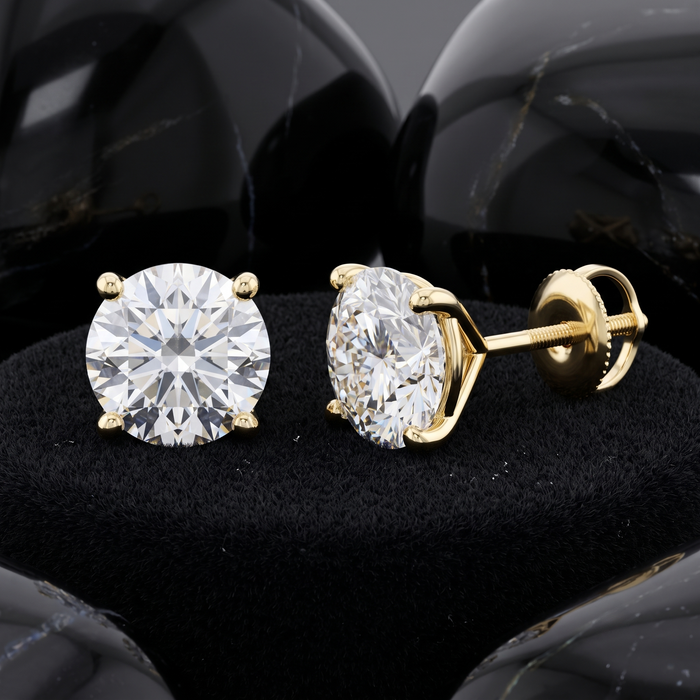 Four Prong Screw Back Martini Stud Earrings in 14K Yellow Gold