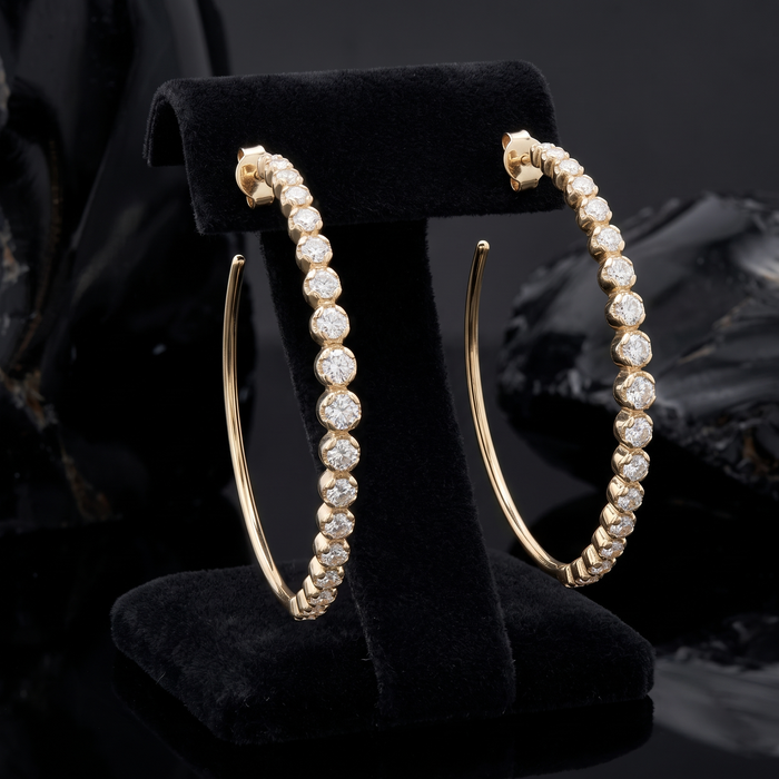 Diamond Illusion Large Hoop Earrings in 14K Yellow Gold