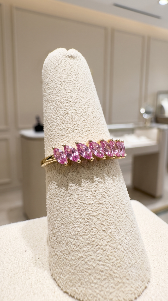 Chic Marquise Pink Sapphire 14K Gold Ring