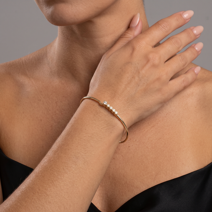 Dusk Radiance Diamond Bangle Bracelet in 14K Yellow Gold