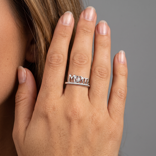 Heart Centered Mom Ring in 14K Yellow Gold
