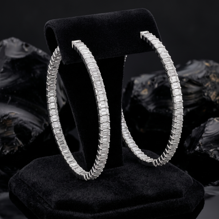 Emerald Cut Diamond Earrings in 18K White Gold