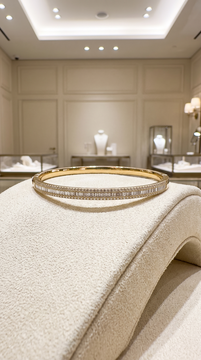 Eclipse Bangle 14K (or 18k upon request) Yellow Gold Diamond Bracelet