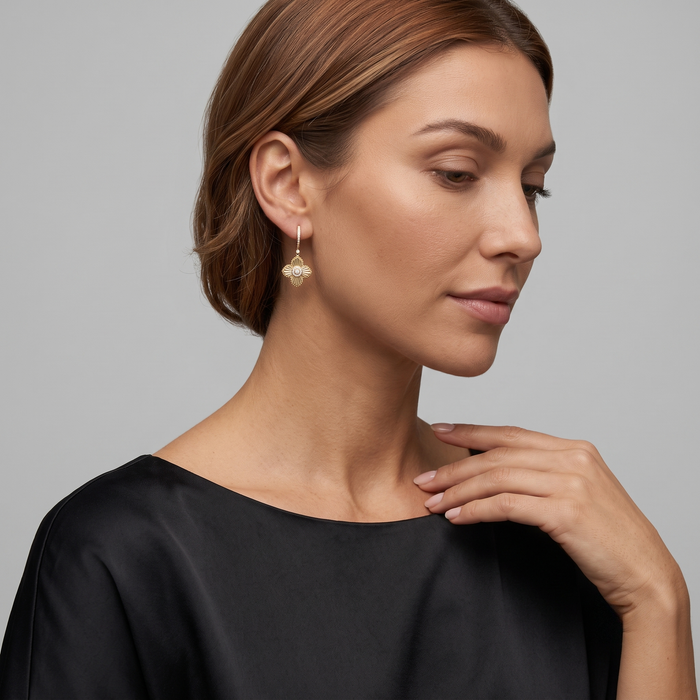 Radiant Clover 14K (or 18k upon request) Yellow Gold Diamond Drop Earrings
