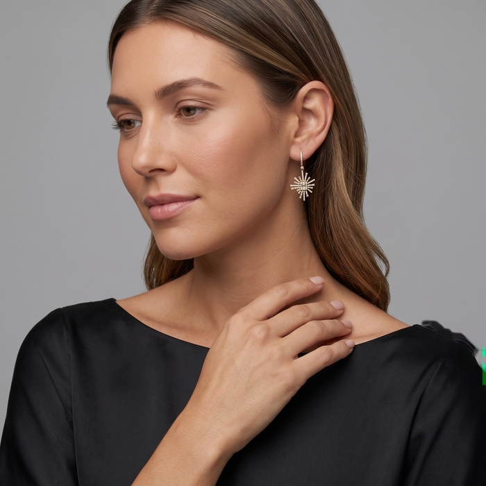 Radiant Nova 14K (or 18k upon request) Yellow Gold Diamond Drop Earrings