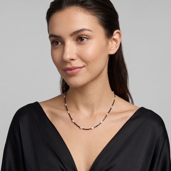 Timepiece Diamond Station Necklace in 14K Yellow Gold