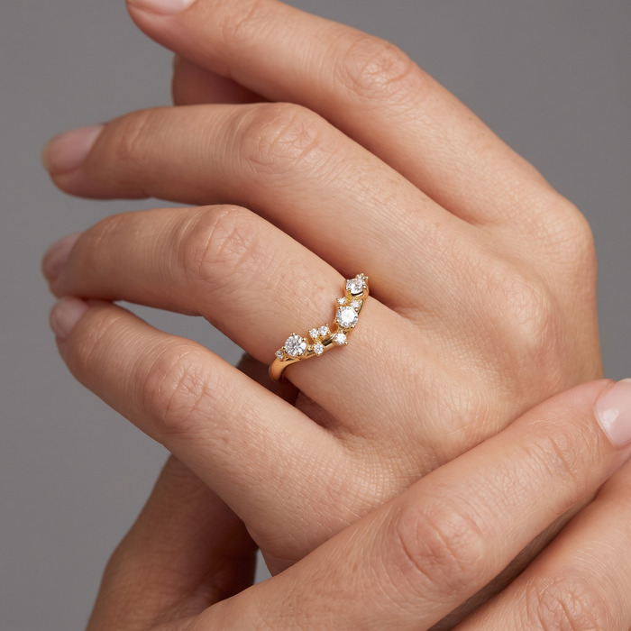Scattered Diamond Cluster Ring in 14K Yellow Gold