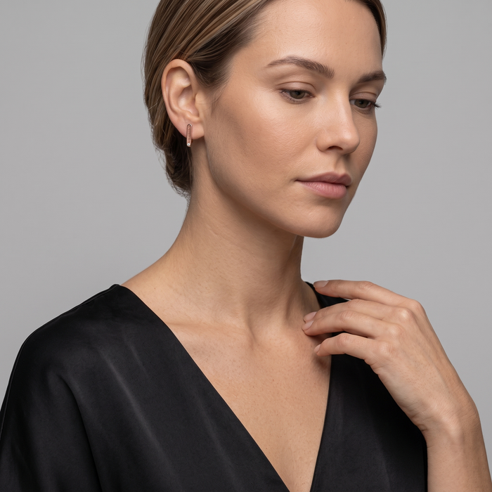 Mama Bar Stud Diamond Earrings in 14K Rose Gold