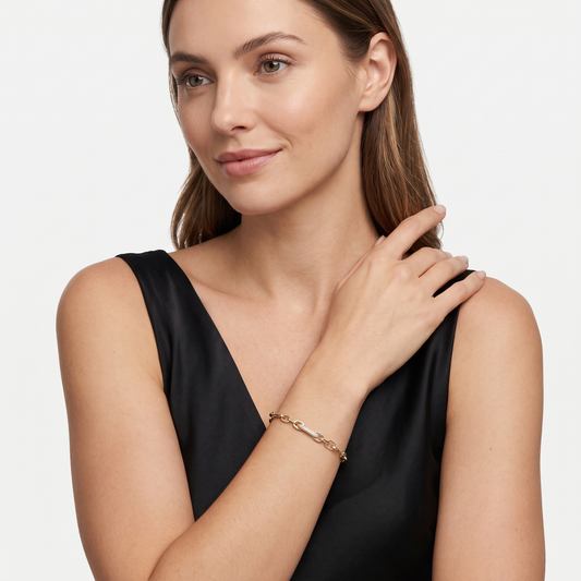 Diamond Link 14K Yellow Gold Chain Bracelet
