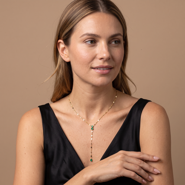 Diamond Dewdrop Lariat Necklace in 14K Yellow Gold