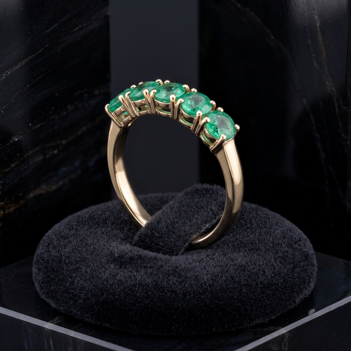 Classic Emerald 14K Yellow Gold Row Band Ring