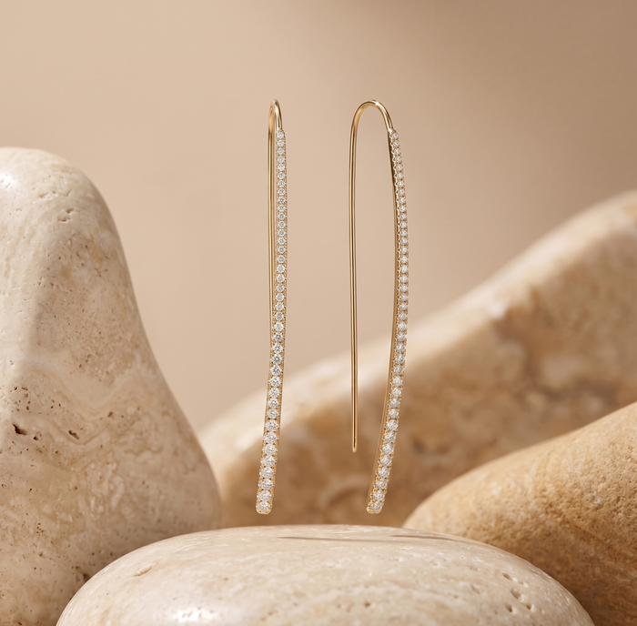 Diamond Eve Hoop Earrings in 14K Yellow Gold