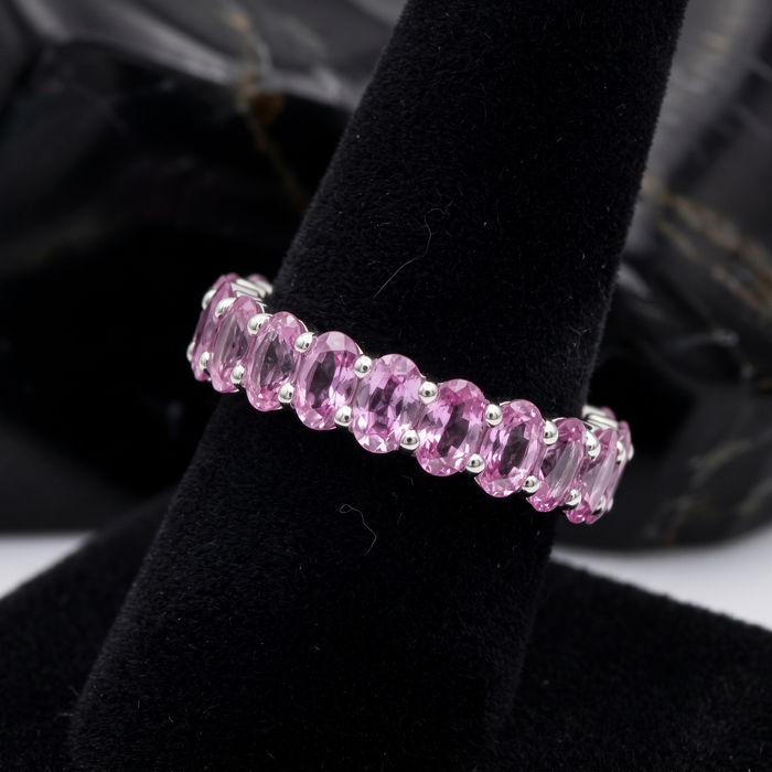 Pink Sapphire Eternity 14K White Gold Ring