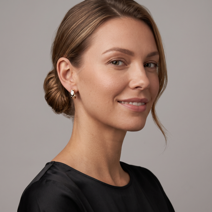 Raindrop Diamond Scatter Huggie Earrings in 14K Yellow Gold