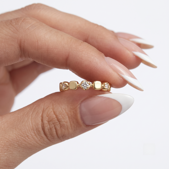 Diamond Round Cut Stackable Ring in 14K Yellow Gold