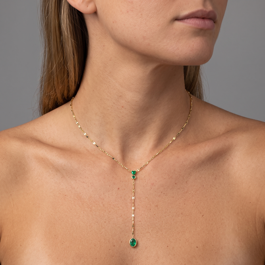 Diamond Dewdrop Lariat Necklace in 14K Yellow Gold