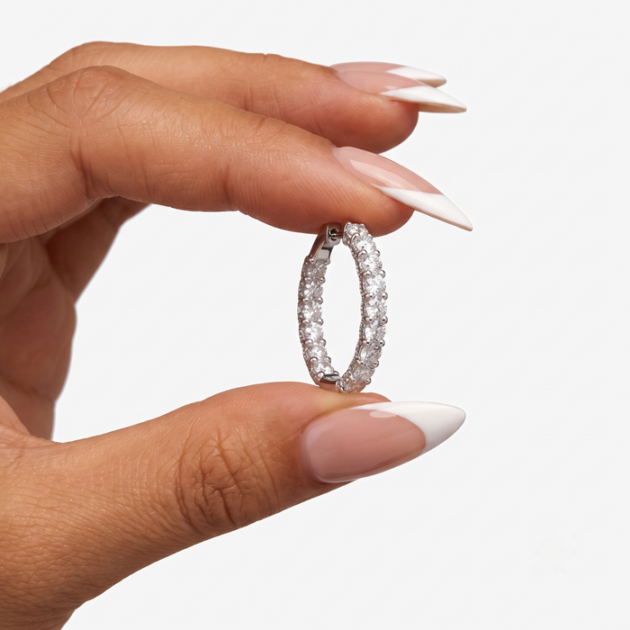 Inside Out Diamond Hoop Earrings in 14K White Gold