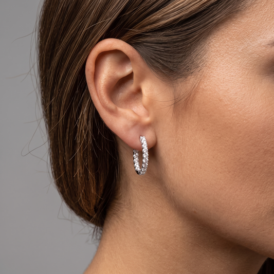 Inside Out Diamond Hoop Earrings in 14K White Gold