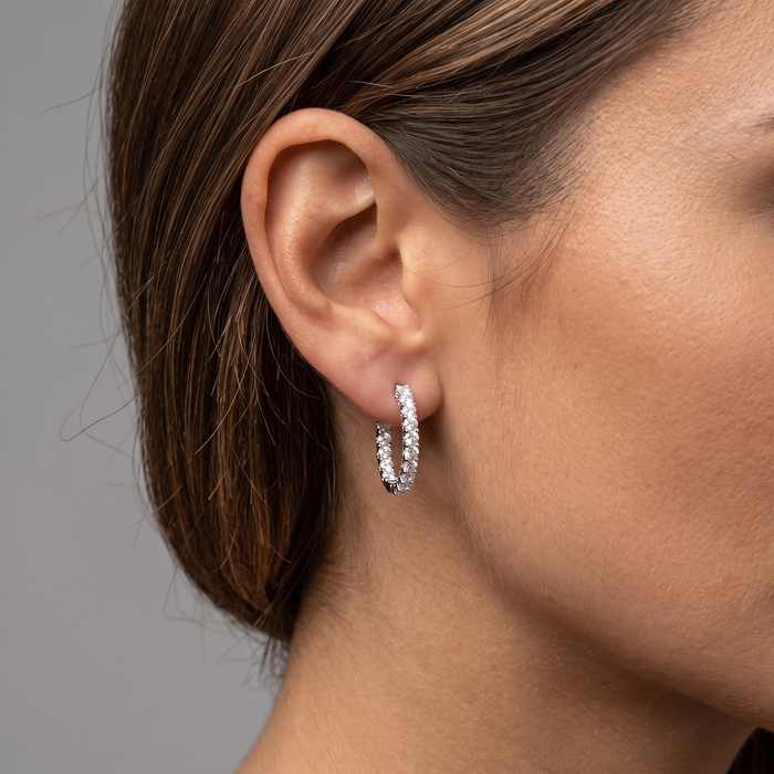 Inside Out Diamond Hoop Earrings in 14K White Gold