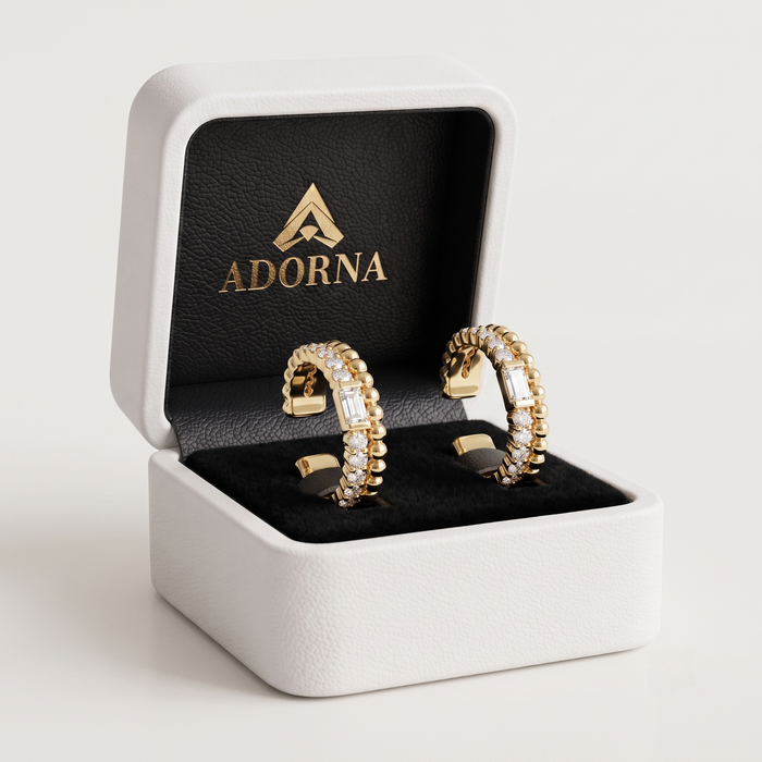 Baguette Diamond Cuff Band Earrings in 14K Yellow Gold