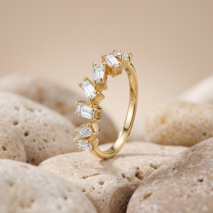 Baguette Diamond Scatter 14K Stackable Band Ring