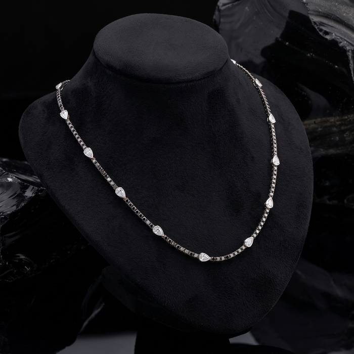 Timepiece Diamond Station Necklace in 14K Yellow Gold
