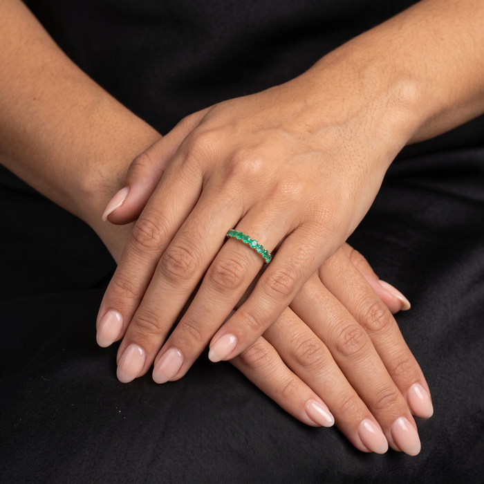 Emerald Eternity 14K Gold Band Ring
