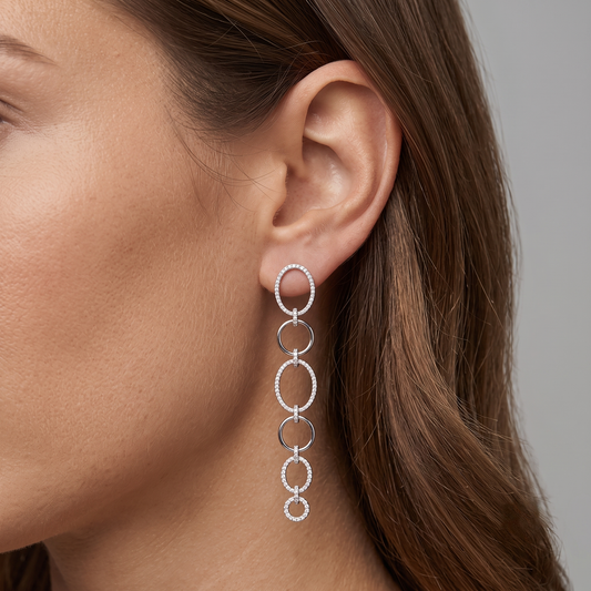 Elegant Diamond Danglers Drop Earrings in 14K Yellow Gold