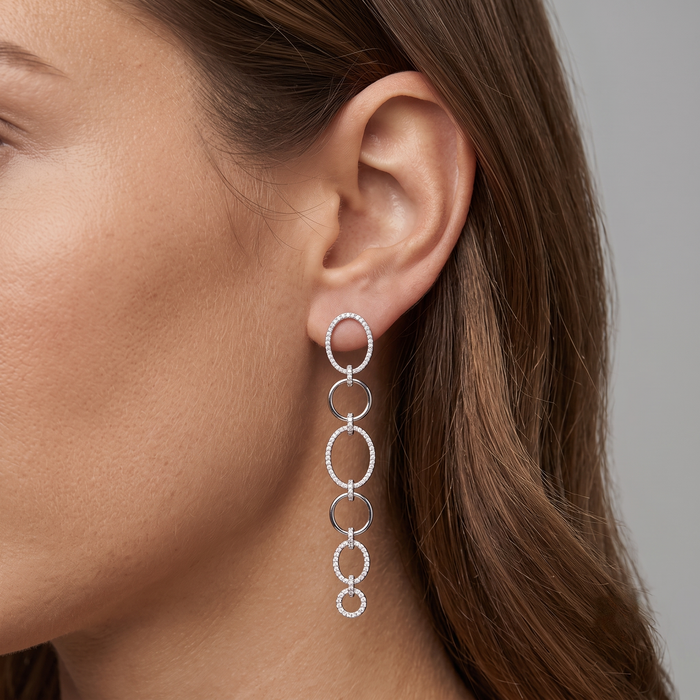 Elegant Diamond Danglers Drop Earrings in 14K Yellow Gold