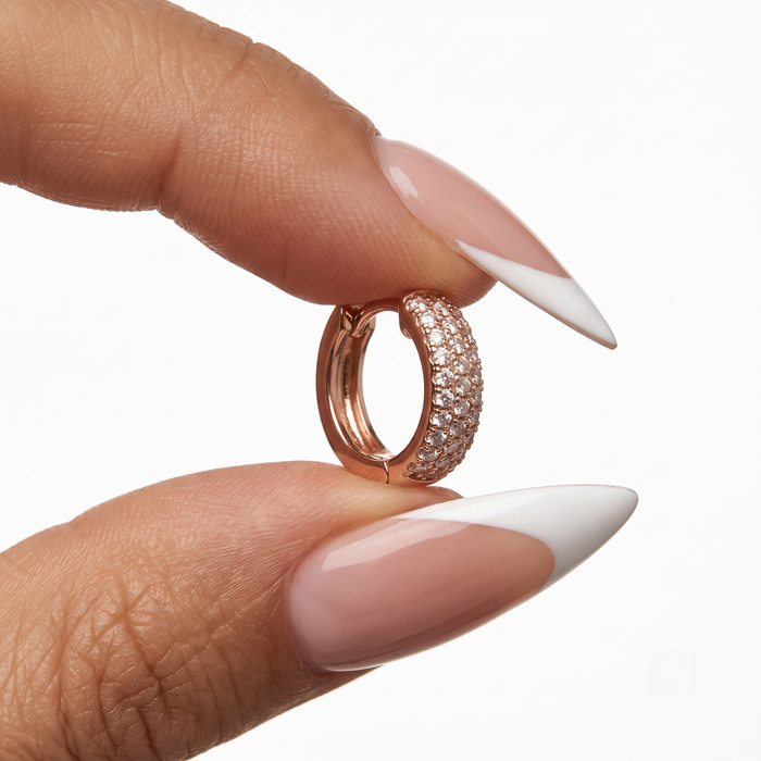 Bold Pave Diamond Mini Hoop Earrings in 14K Yellow Gold