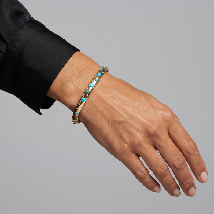 Linear Diamond Bangle Bracelet in 14K Yellow Gold