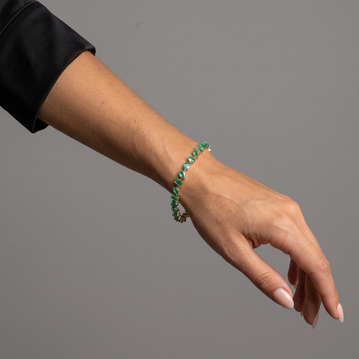 Emerald Topaz Tennis Bracelet in 14K Yellow Gold