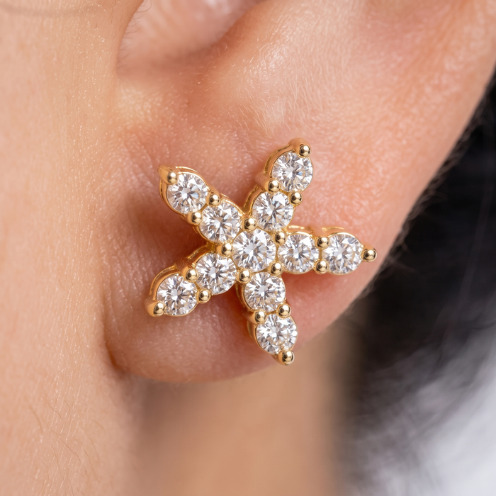 Golden Aurora Star Earrings in 14K Yellow Gold