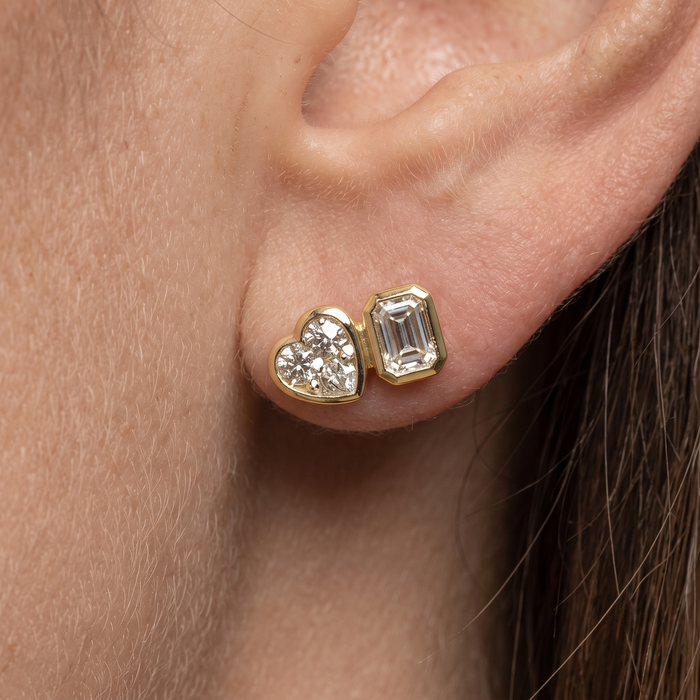 Premium Diamond Stud Earrings in 14K Yellow Gold