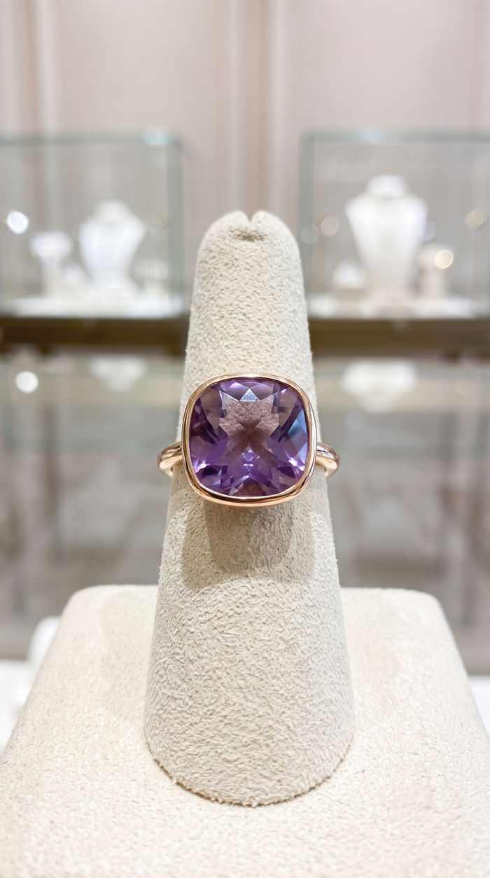 Amethyst Cushion Cut 14K Gold Ring