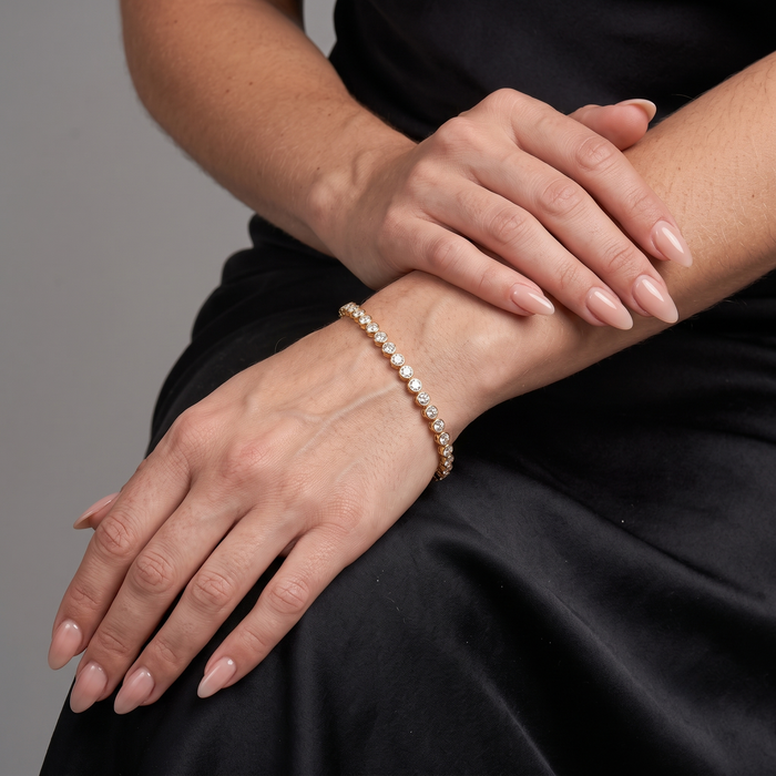 Round Diamond Tennis Bracelet in 14K Yellow Gold