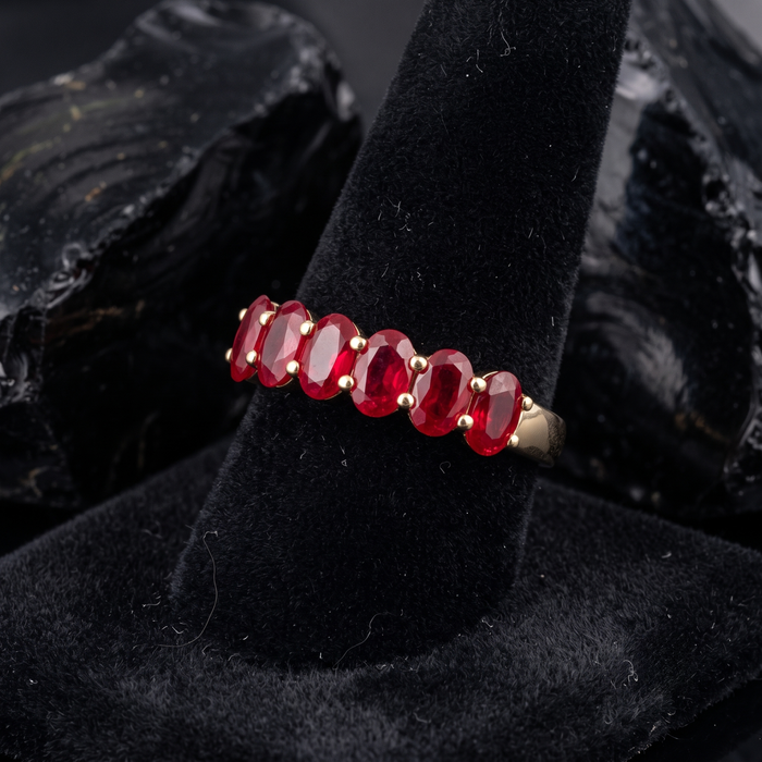 Oval Ruby Eternity Band Ring in 14K Yellow Gold