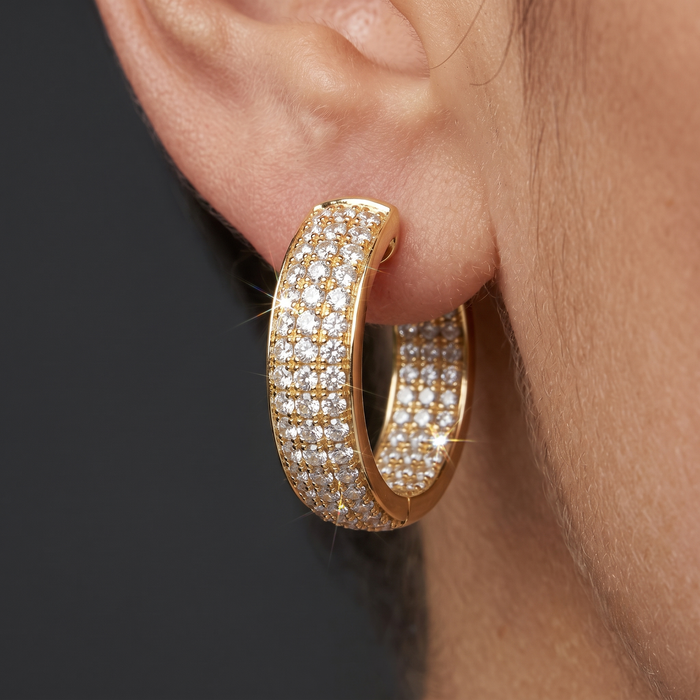 Eternal Diamond Hoop Earrings in 14K Yellow Gold