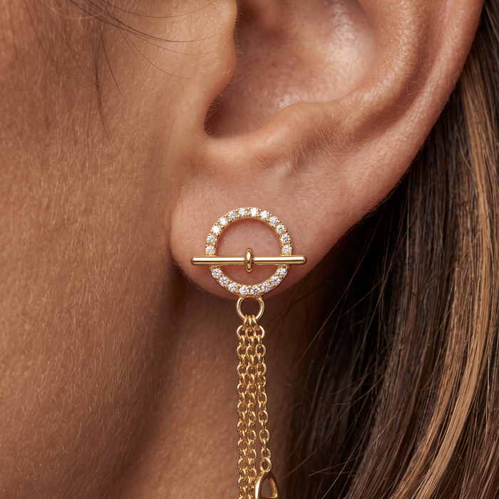 Equinox Chain 14K (or 18k upon request) Yellow Gold Diamond Drop Earrings