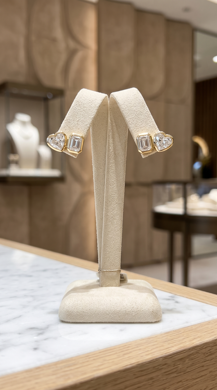 Premium Diamond Stud Earrings in 14K Yellow Gold